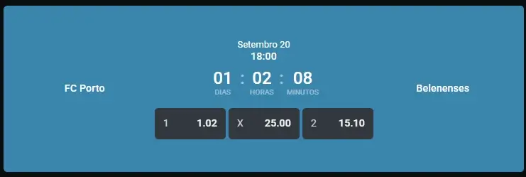 odds do jogo de andebol entre o Porto vs Belenenses