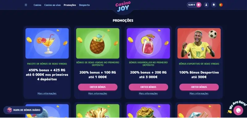 Bónus e promoções do CasinoJoy