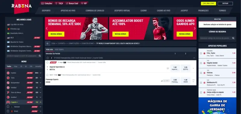 Página de apostas para CS2 na Rabona