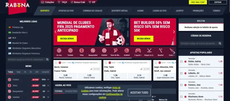 Página de desporto na Rabona