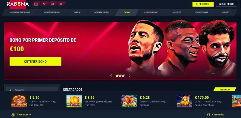 Página de casino na Rabona
