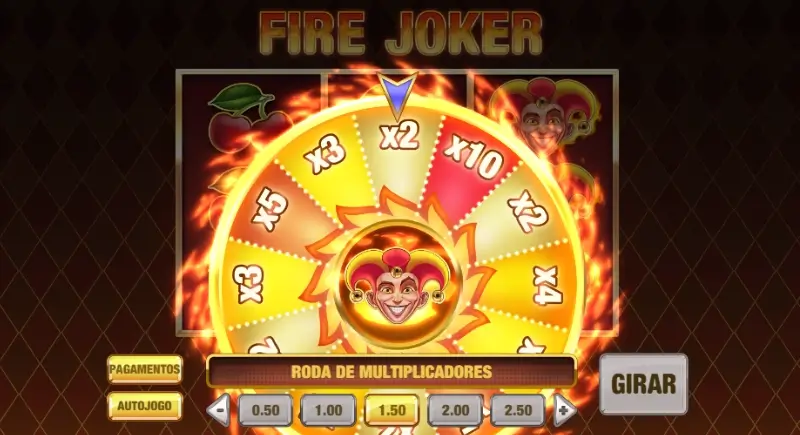 Roda de multiplicadores da slot Fire Joker
