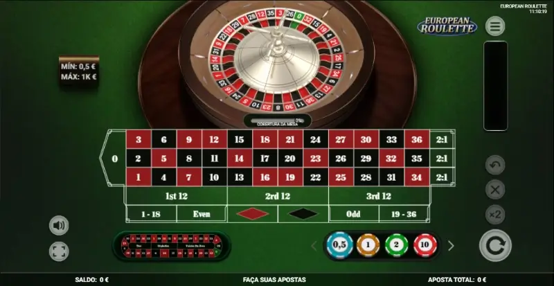 Jogo de roleta europeia