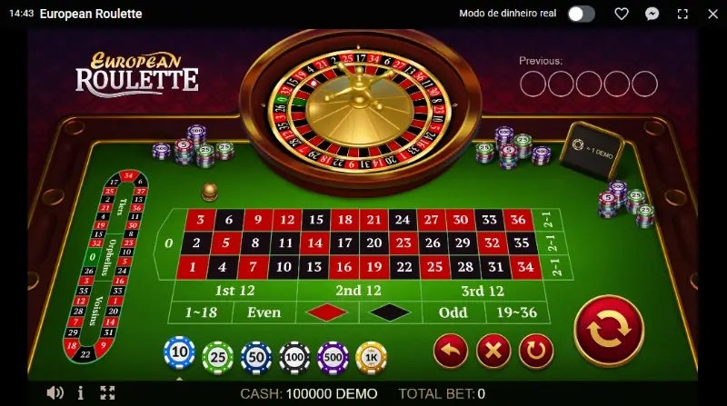 Roleta europeia no casino da Leon