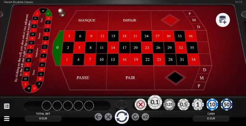 Jogo de roleta francesa