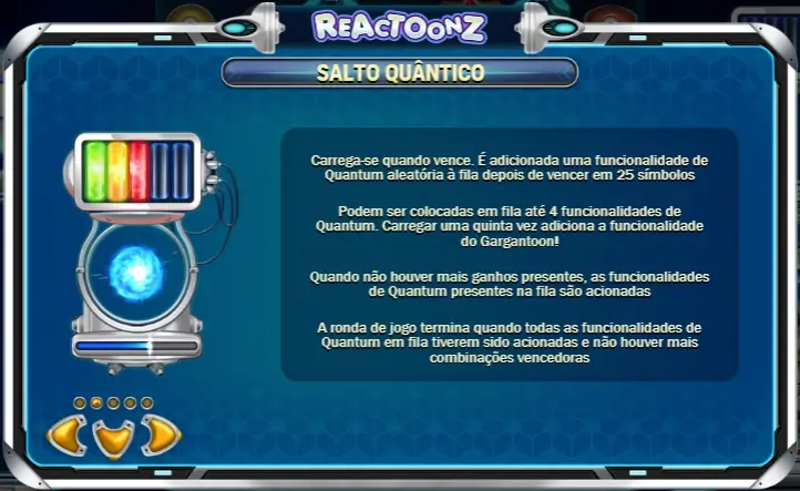 Salto quântico da slot Reactoonz