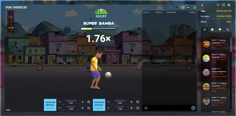 Jogo crash Samba Soccer no BoaBoa Casino