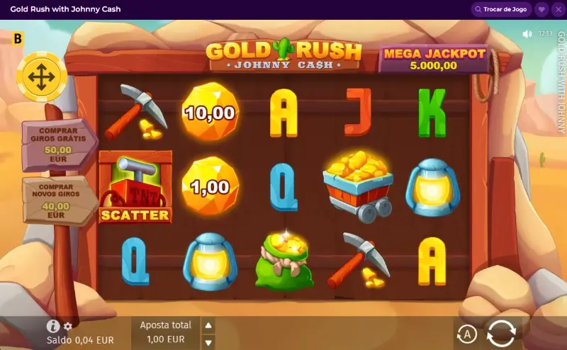 Slot machine Gold Rush no casino da Spinmama