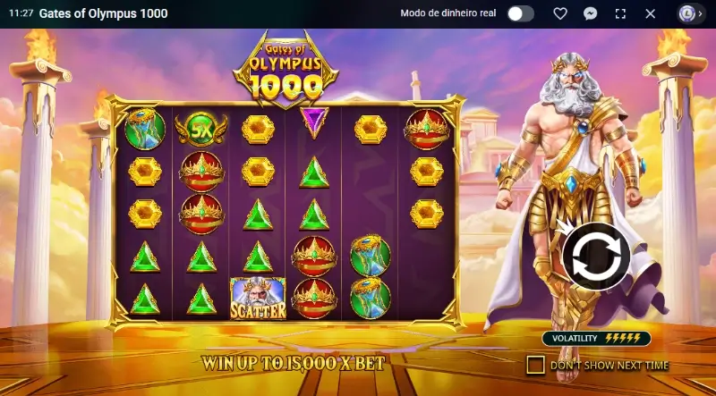 Slot machine Gates of Olympus 1000 na sua versão de demonstração