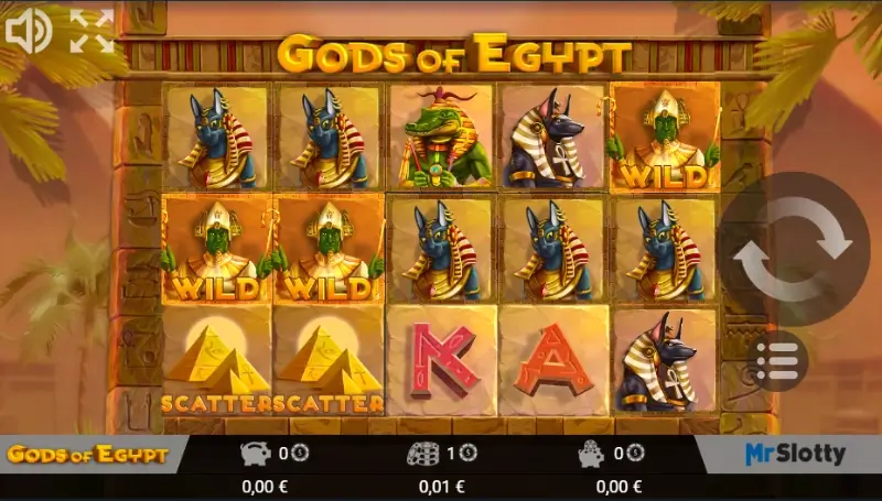 Slot machine Gods of Egypt com apostas de 0,01€ no casino do PrimeBetz