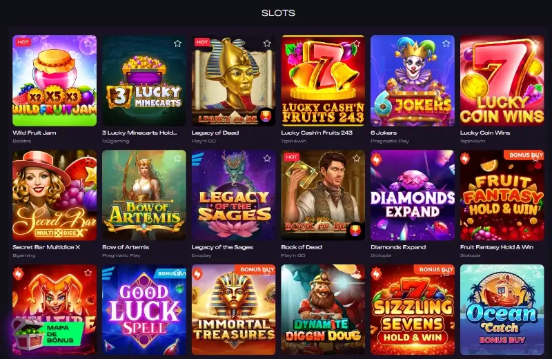 Página de slot machines no Glitch Spin Casino