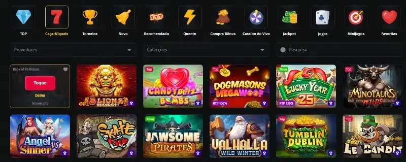 Página de slots do casino da Jettbet