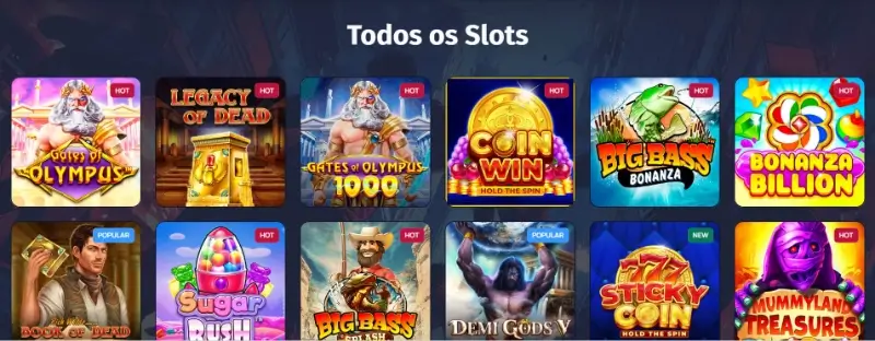 Página de slot machines da Spinlander