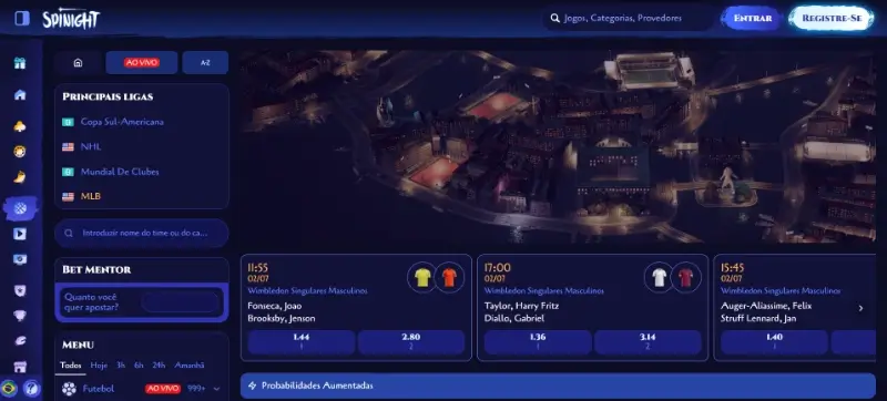 Página de desporto na Spinight