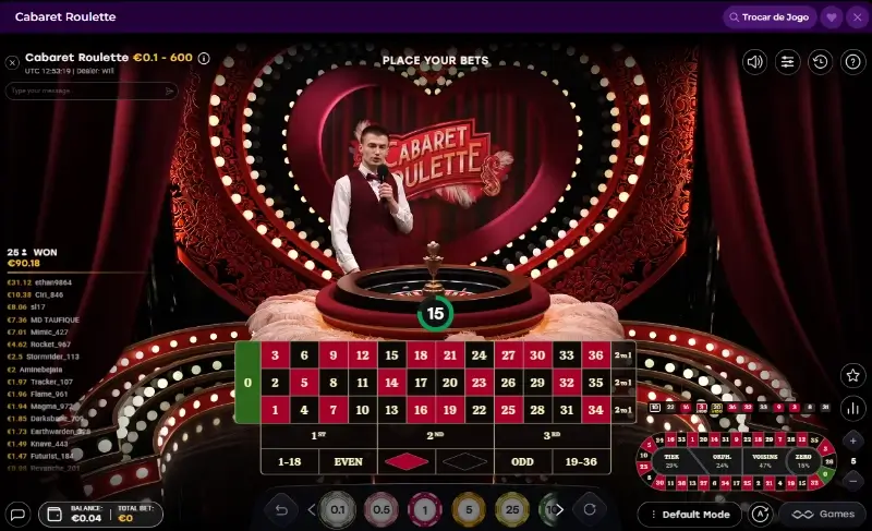 Jogo de casino ao vivo no casino do Spinmama