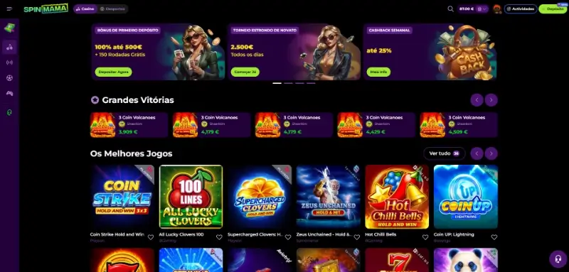 Página de casino do Spinmama