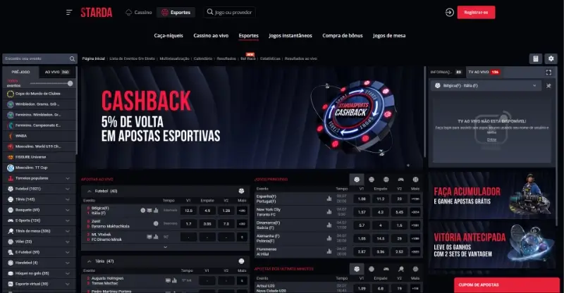 Página de apostas desportivas na Starda