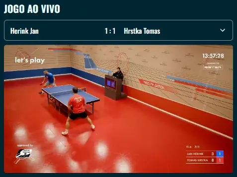 Streaming de uma partida de ping pong na Spinanga