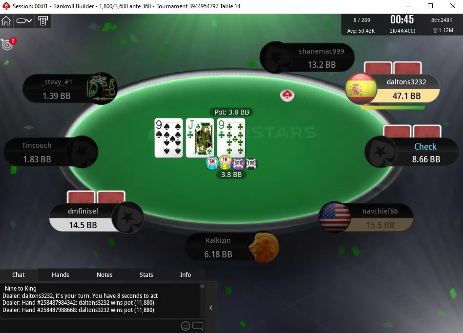 Mesa de torneio de poker