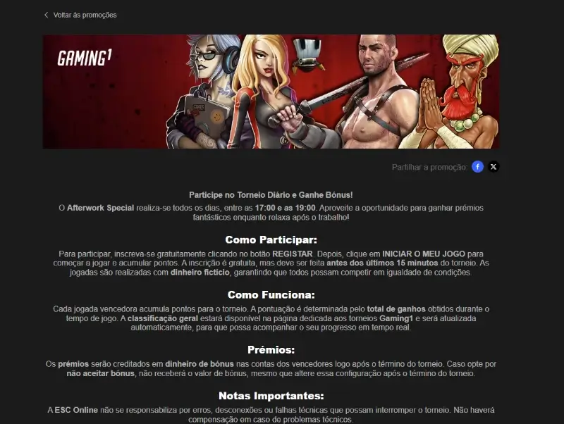 Como participar no torneio turbo casino da ESC Online
