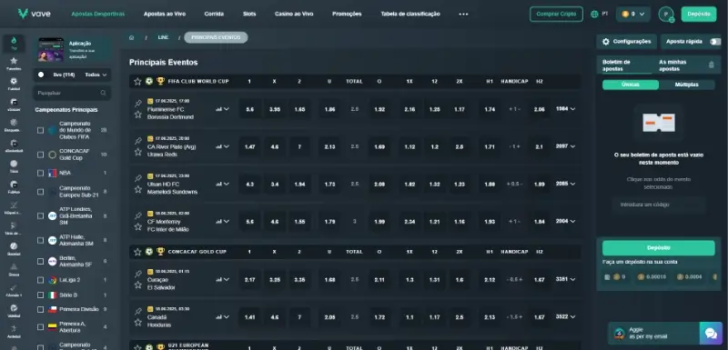 Página principal de desporto na Vave
