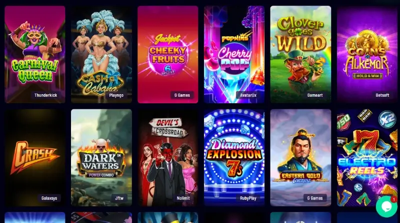 Página de slot machines do Vegaz Casino