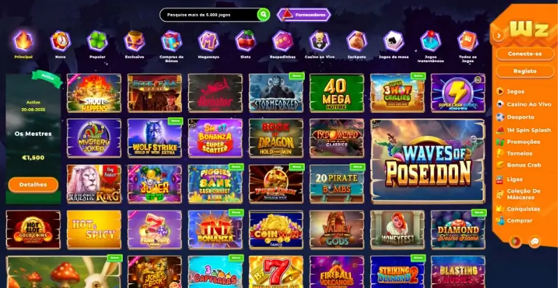 Página de casino da Wazamba