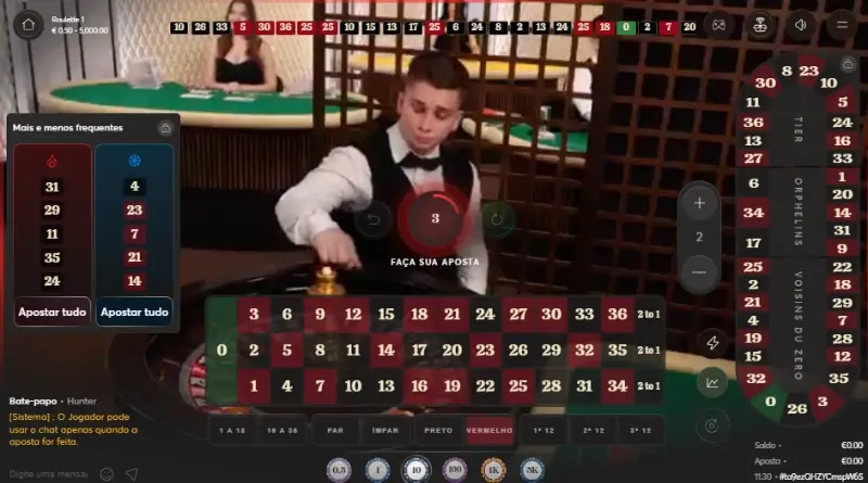 Jogo de roleta ao vivo no Winbay Casino