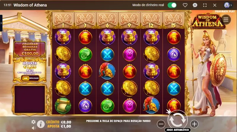 Slot machine Wisdom of Athena no casino da Leon